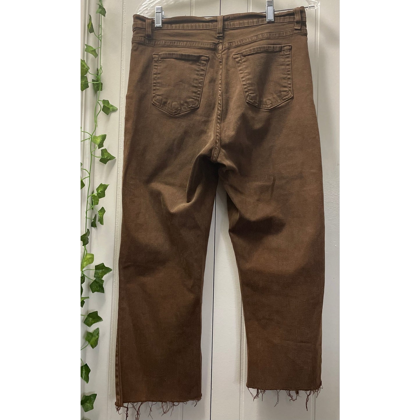 Women’s NYDJ Mom Jeans Brown Tummy Tuck Straight Loose Fit Size 12