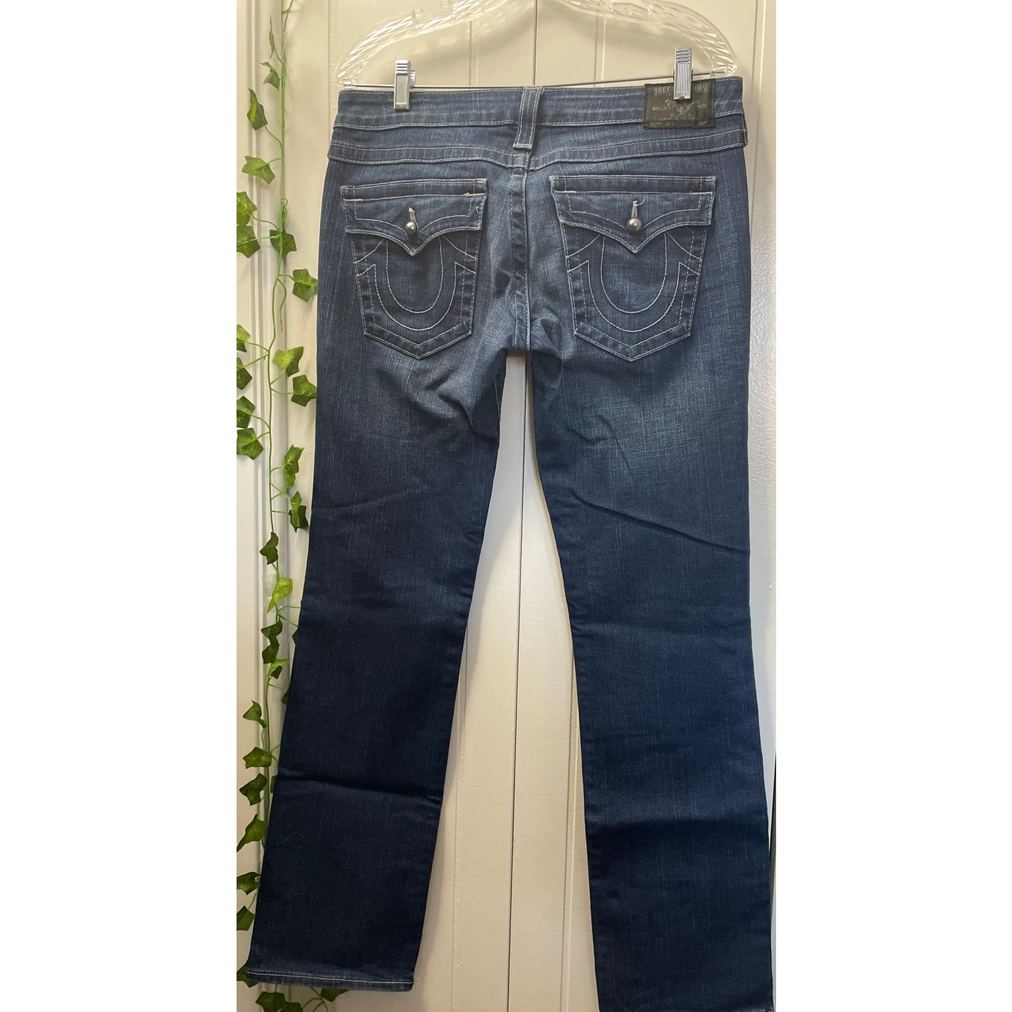 True Religion Blue Denim Relaxed Straight Flap Pockets Mens Jeans SZ 31