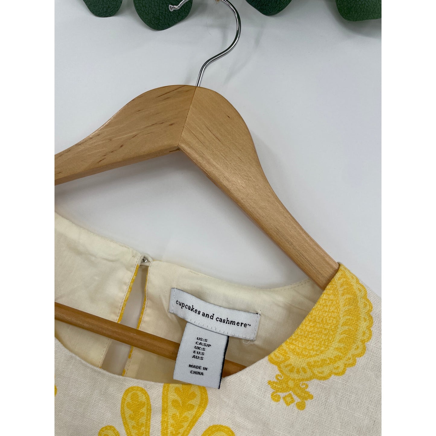 Cupcakes and Cashmere Yellow  Pineapple Linen Blend Top & Skirt Set Small