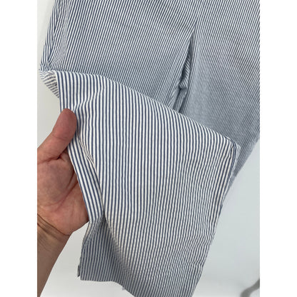 Hilary Radley Womans White Blue Stripe Ankle Pull On Pants Med