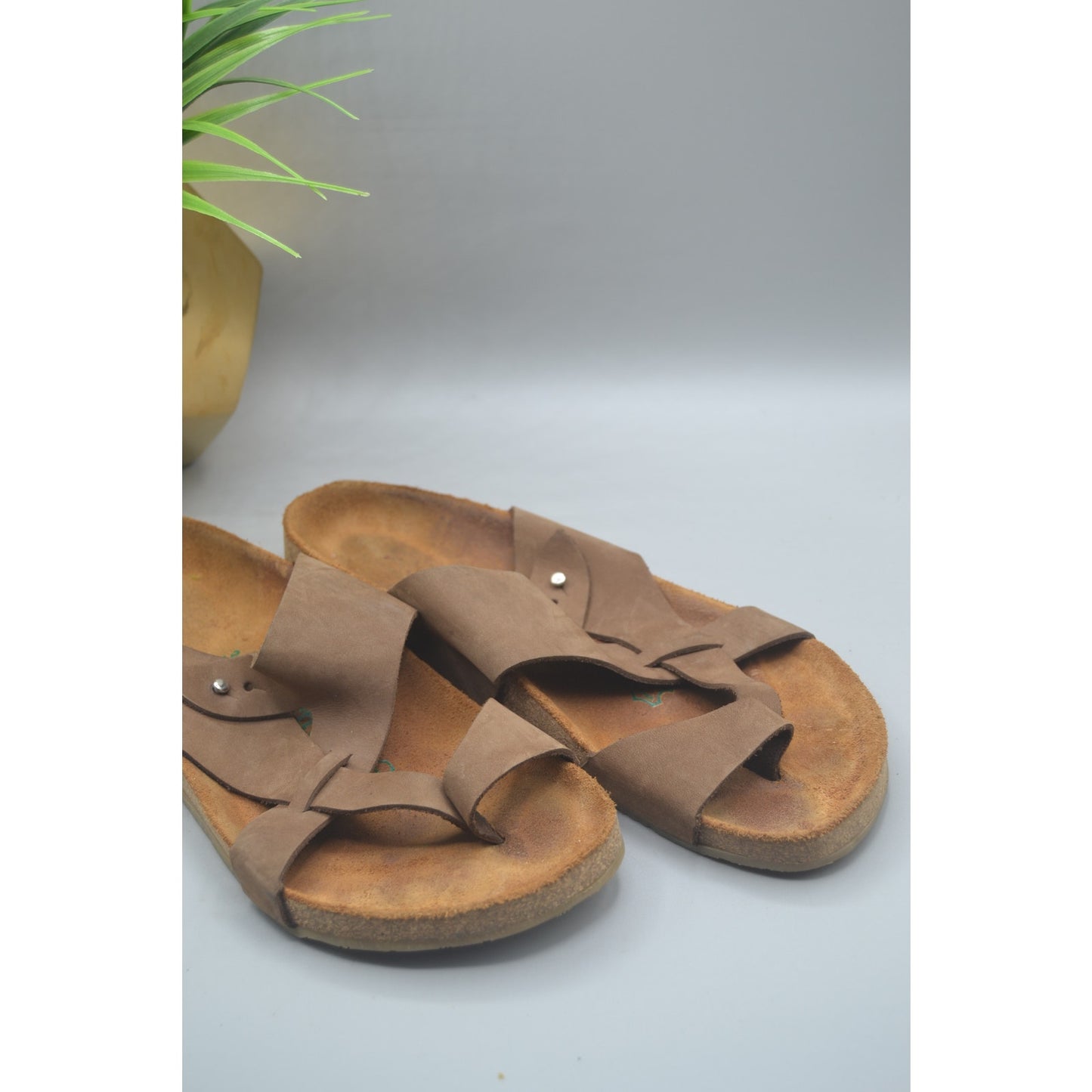 Comfortfusse Tan Leather Woman’s Flat Birkenstock Style Sandals Size 8