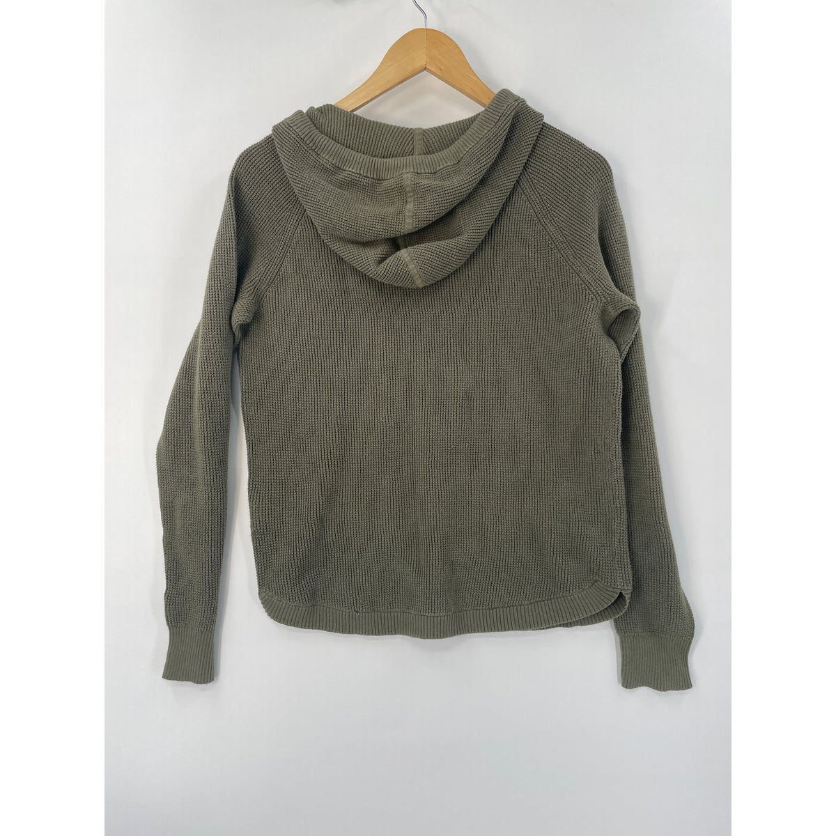 Lauren Ralph Lauren LRL Olive Green Waffle Knit Hoodie Pullover Hoodie Sweater Medium