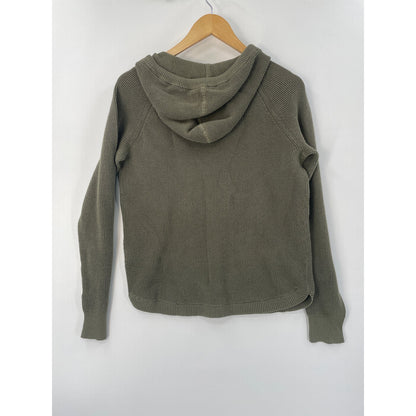 Lauren Ralph Lauren LRL Olive Green Waffle Knit Hoodie Pullover Hoodie Sweater Medium