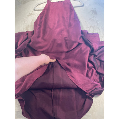Bondi Born Organic Bulgarian Linen Burgundy Woman’s Wrap Tie Dress Made in Australia Large