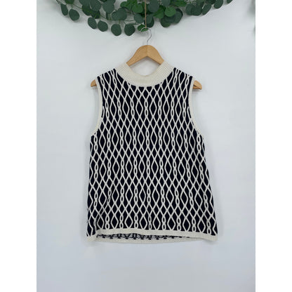 Liz Claiborne Liz & Co Vtg  Cream Knit Short Turtle Neck Cotton Made In UK  L