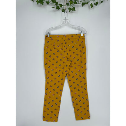 Old Navy Womans Yellow Floral Pixie Ankle Stretch Pant Size 8