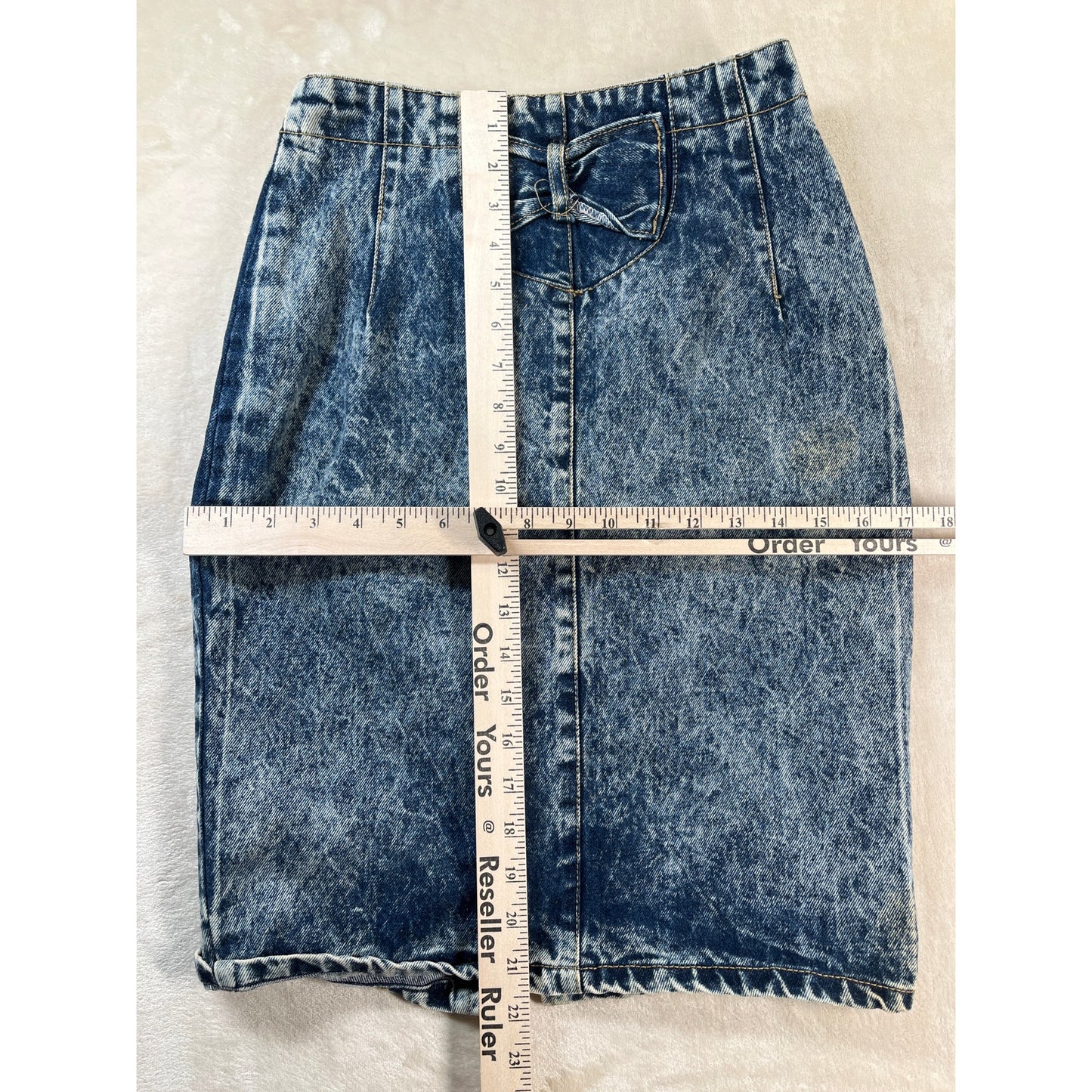 80's Preppy Glam Acid Wash Style Vintage Denim Skirt Size 7