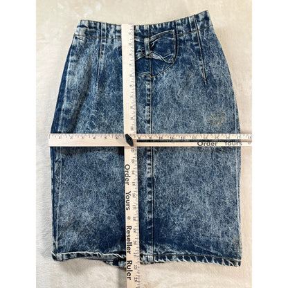 80's Preppy Glam Acid Wash Style Vintage Denim Skirt Size 7