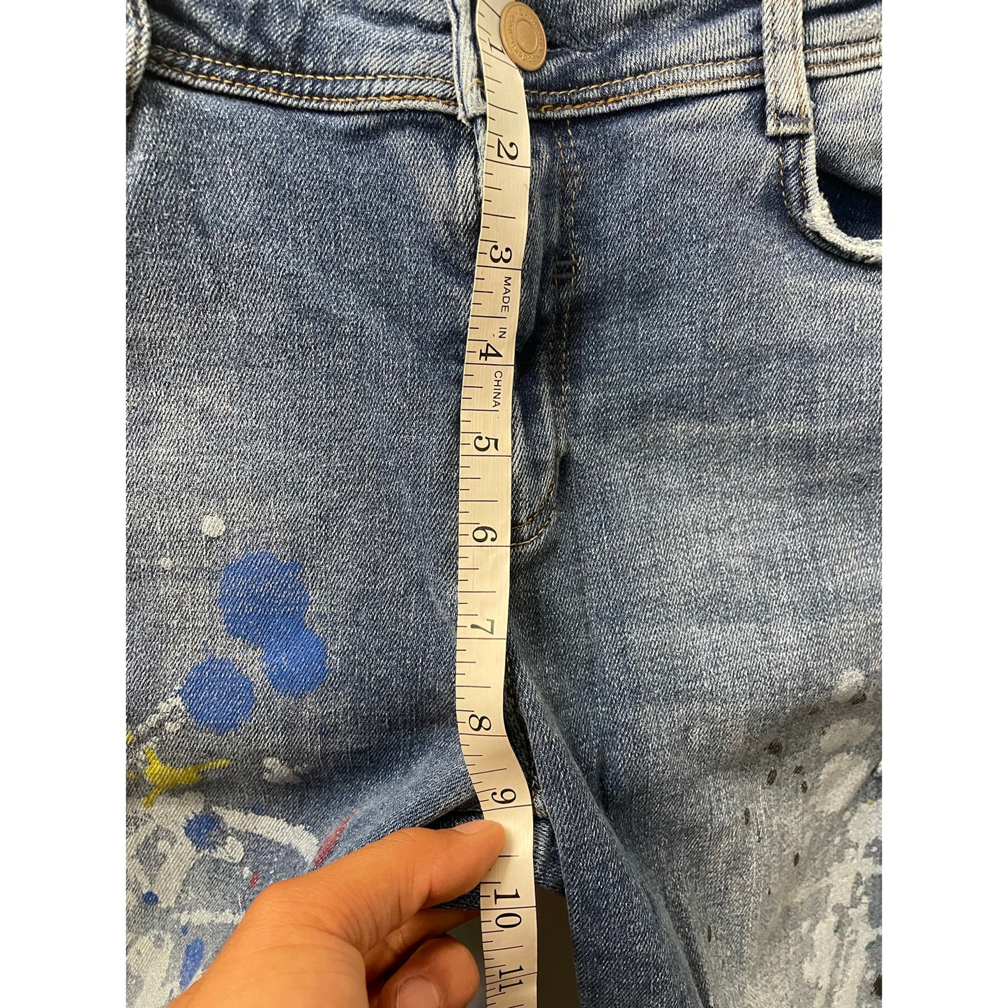 Zara Distressed Paint Splattered Light Wash Womans Jeans SZ4
