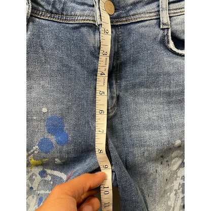 Zara Distressed Paint Splattered Light Wash Womans Jeans SZ4