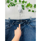 Zenim Denim Western Clear Stones Embroidered Back Pockets Slight Flared Mid Rise Jeans SZ 14