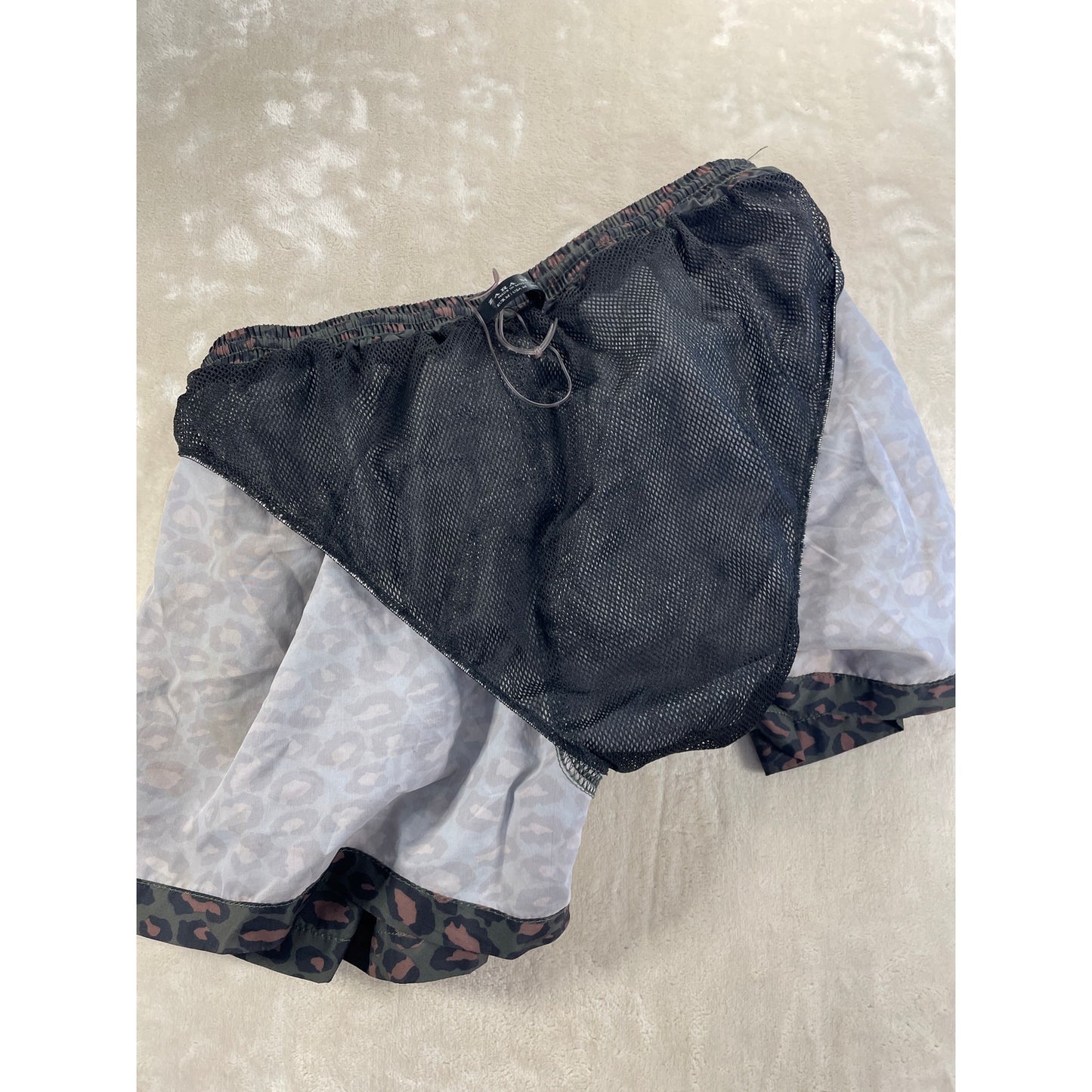 Mens Zara Animal Print Athletic Swim Lined Shorts Medium
