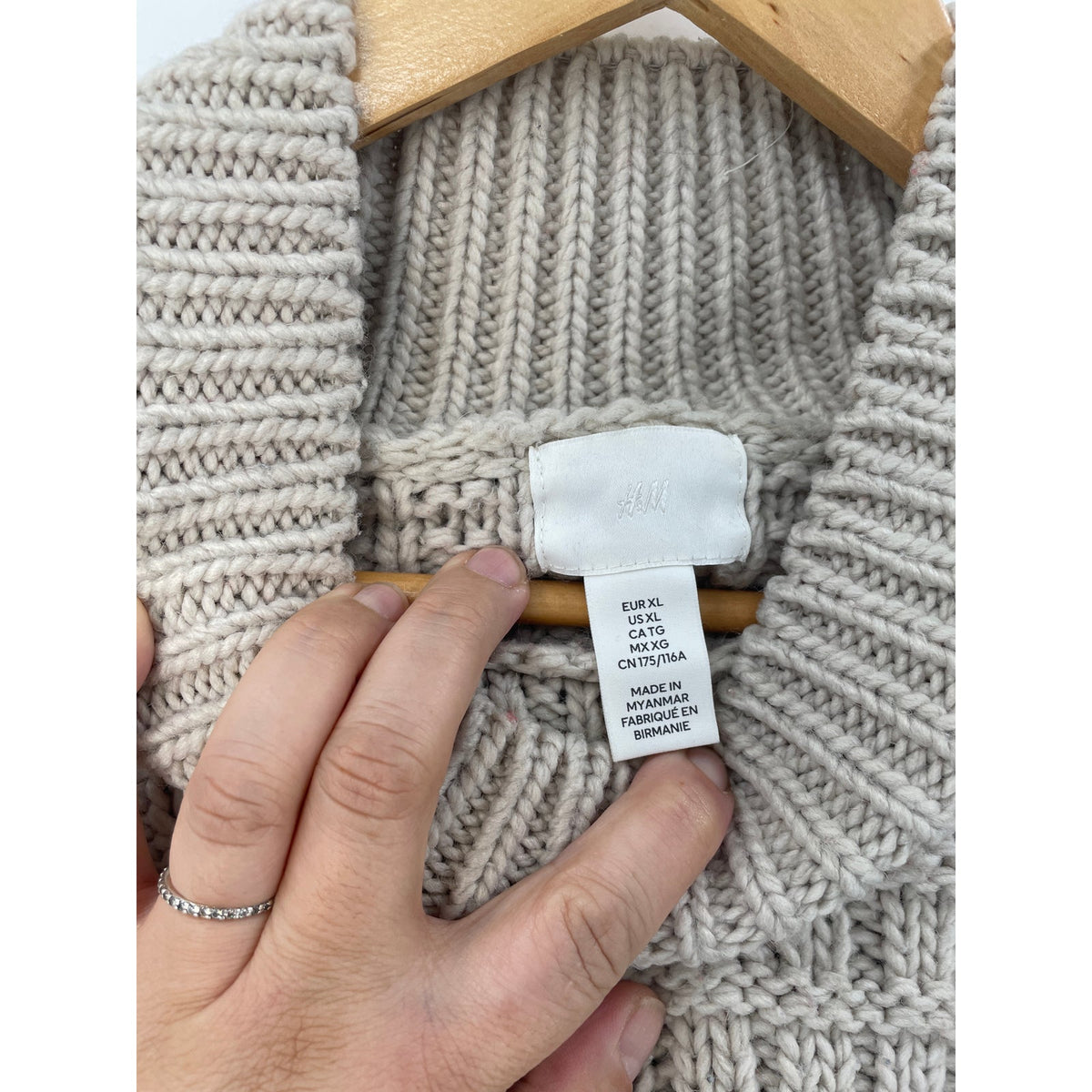 Waffle-Knit Mock Turtleneck Oversized Chunky Pullover Womans Sweater XL