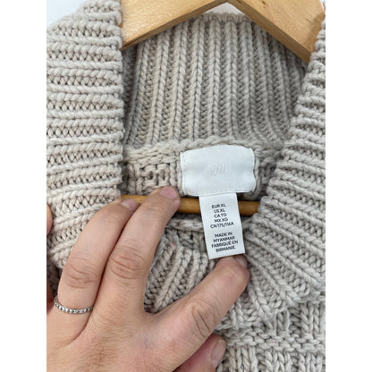 Waffle-Knit Mock Turtleneck Oversized Chunky Pullover Womans Sweater XL