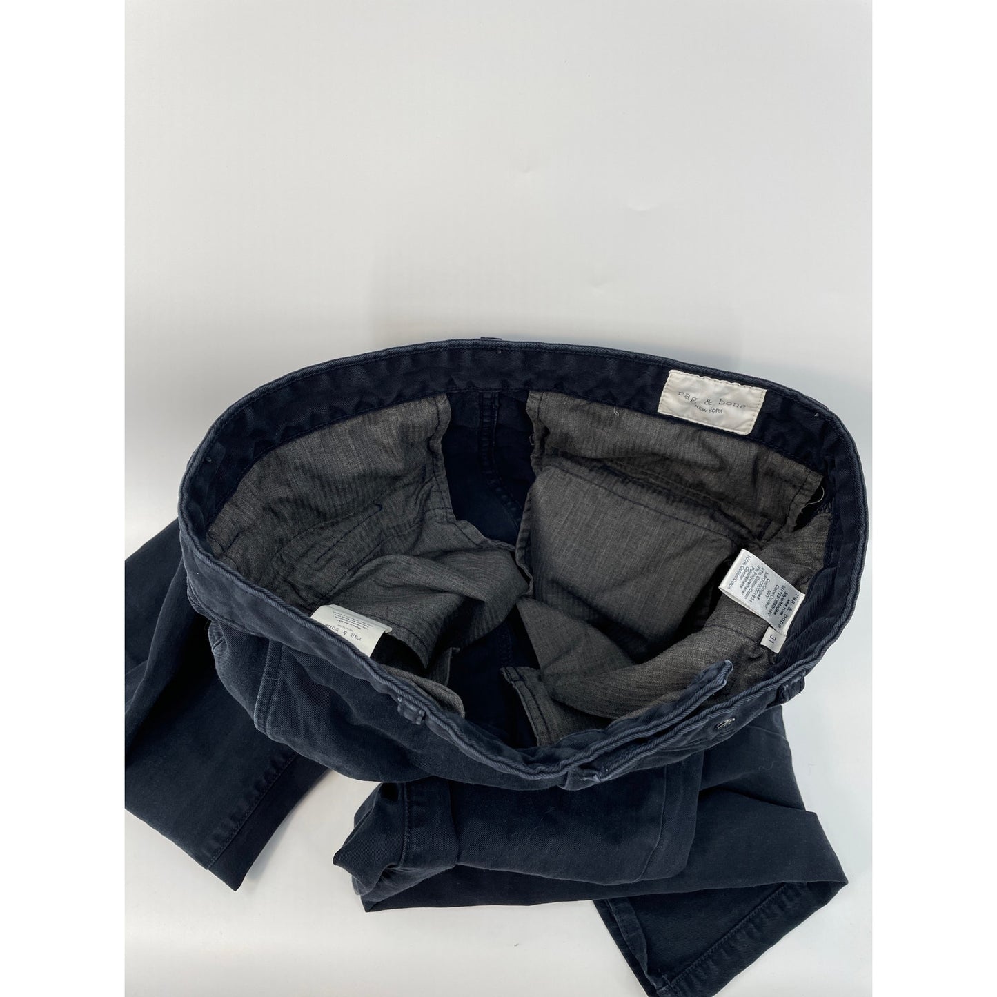 ran & bone Mens Fit Straight Twill Cotton Chino Navy Blue Pant Size 31