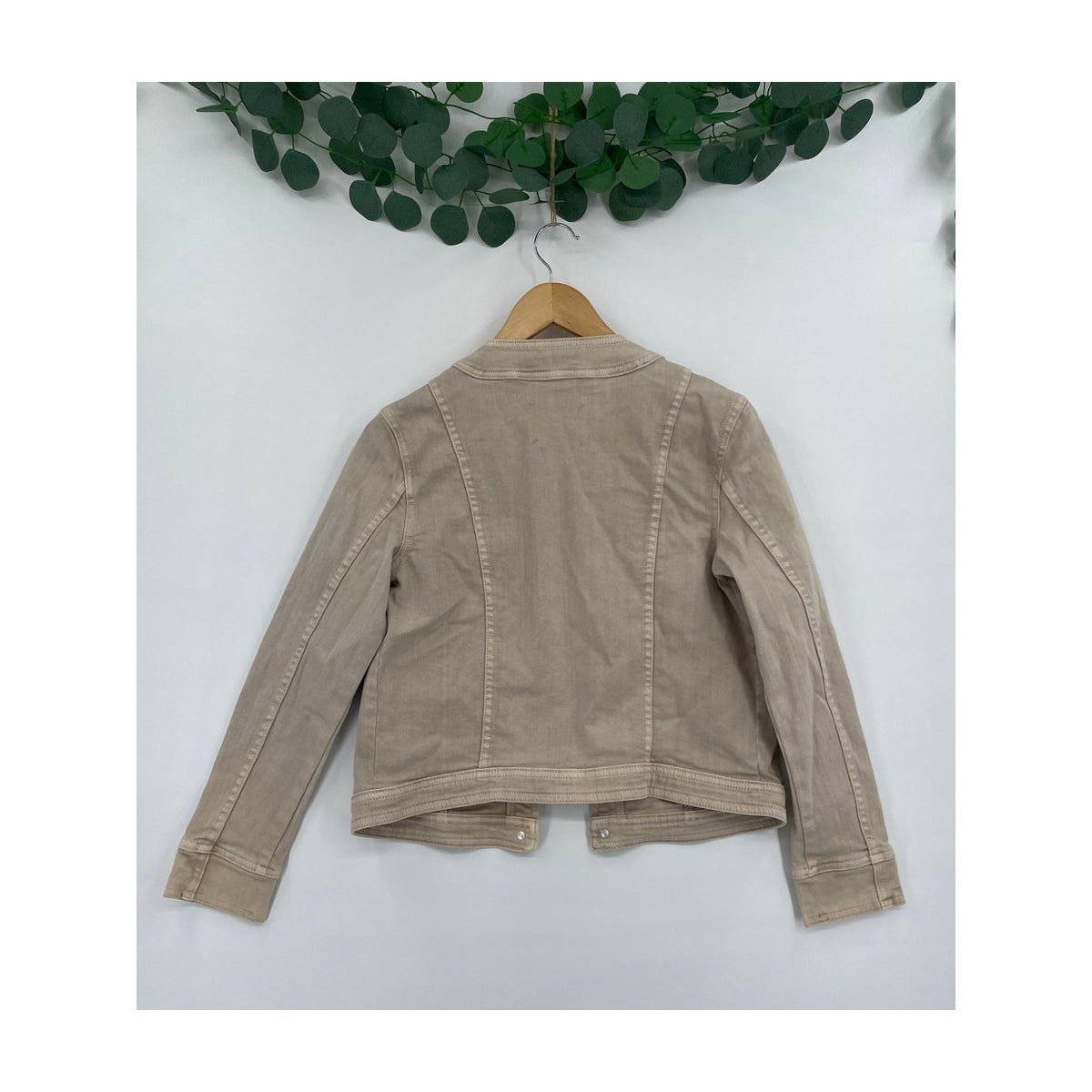 L'Angence Yari Collarless Open Front Four Flap Pockets Jacket Small
