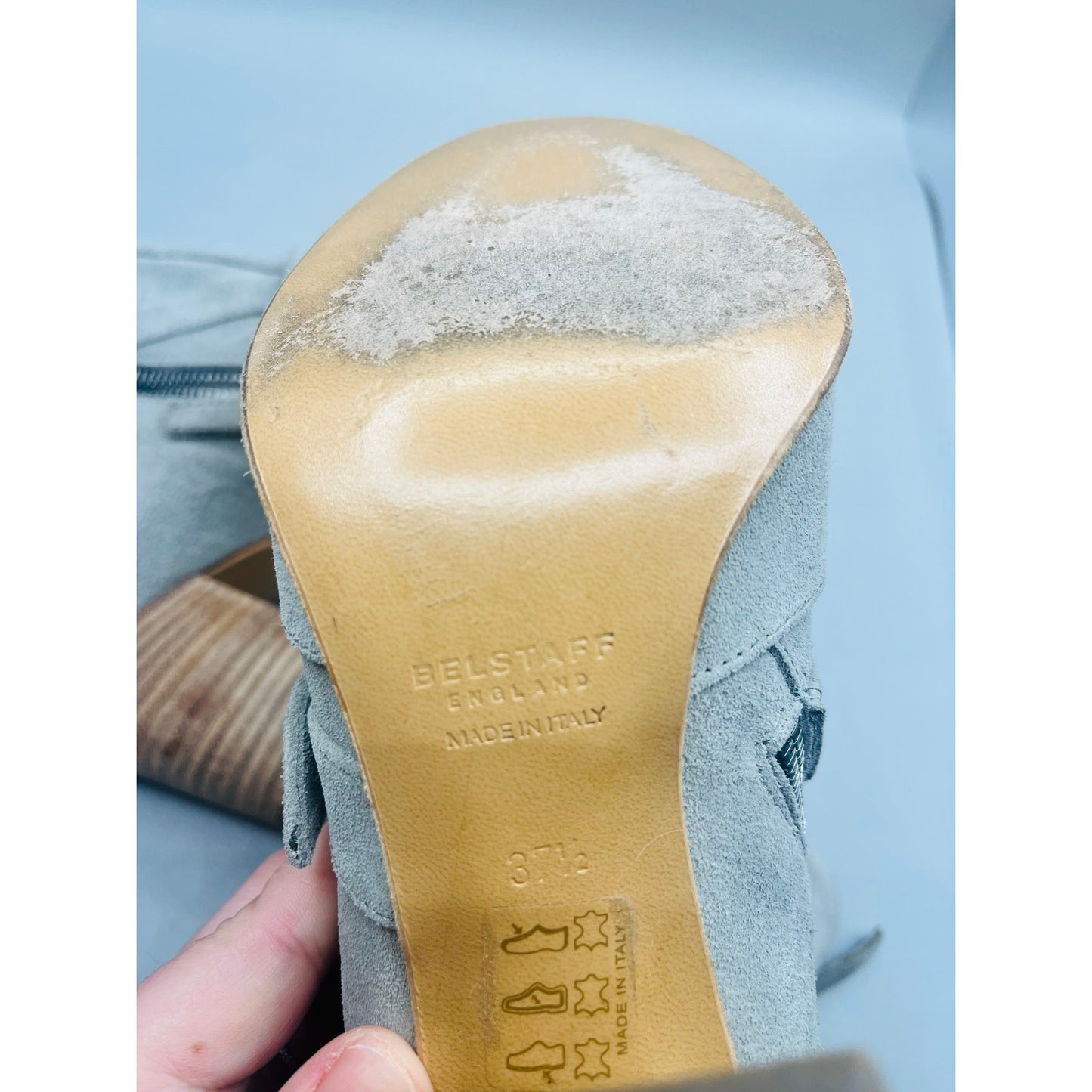 Woman’s Grey 37.5 Belstaff  Leather Boots zipper closure