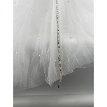Fairytale Romantic Pearl Embellished Tule Off The Shoulder Wedding Dress Size 5