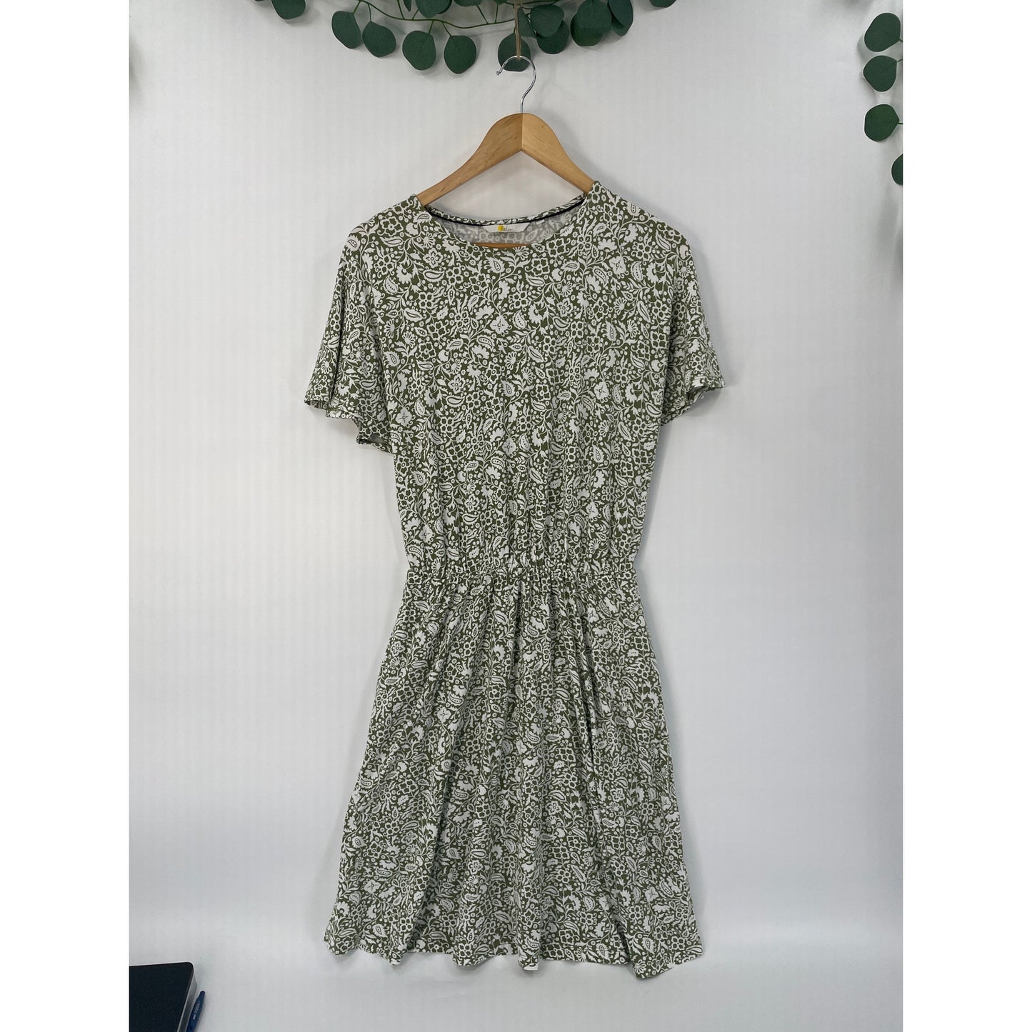 Boden Green Floral Paisley Jersey Dress Womans US 10R