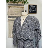 Ulla Johnson Woman’s Plus Size 4 Blue & Grey Long Sleeve Silk Jumper