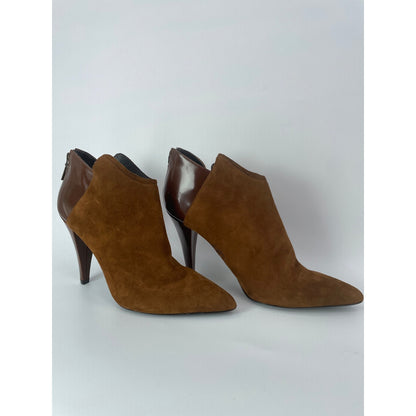 Pelle Moda Short Heeled Boots Tow Tone Chestnut Size 11 Med