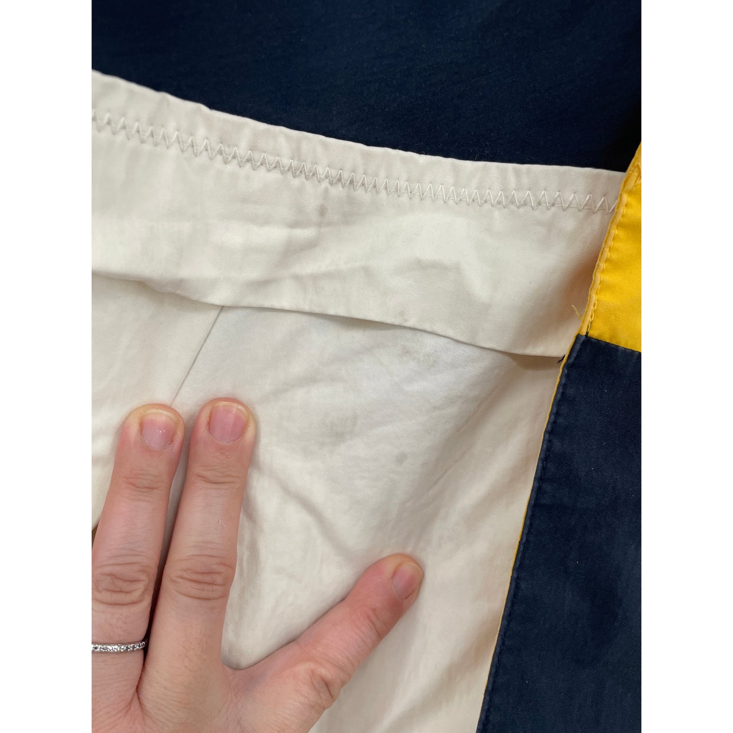 Vtg Nautica  NS-83 Yellow and Blue Reversible Hooded Cotton Jacket Medium
