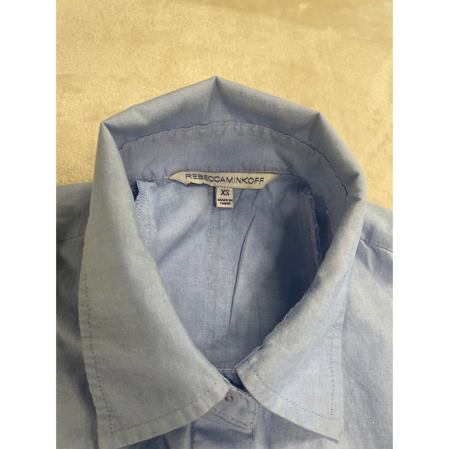 Rebecca Mincoff Cotton Sky Blue Button Up Shirt Dress XS