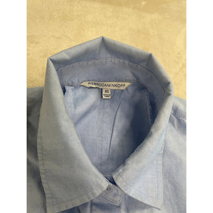 Rebecca Mincoff Cotton Sky Blue Button Up Shirt Dress XS