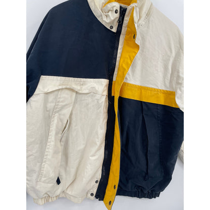 Vtg Nautica  NS-83 Yellow and Blue Reversible Hooded Cotton Jacket Medium