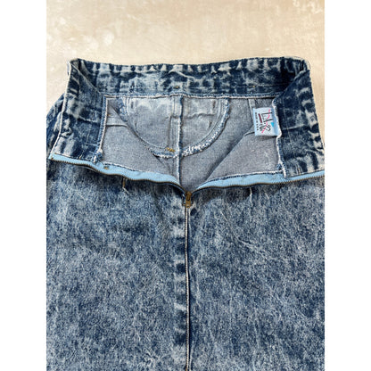 80's Preppy Glam Acid Wash Style Vintage Denim Skirt Size 7