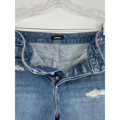New Express Boyfriend Denim Distressed Shorts 8