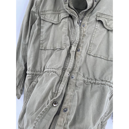 Style & CO Olive Green Cotton Utility Cargo Jacket Zipper Button  PXL