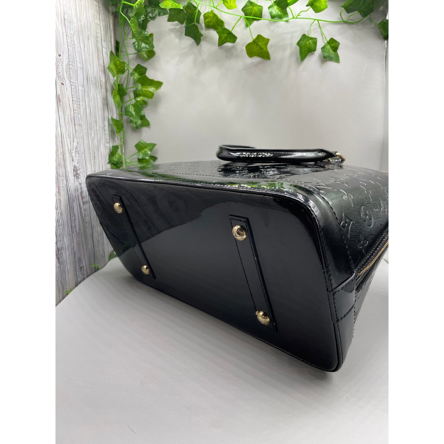 Louis Vuitton Black Patton Leather Vernis Alma GM Noir Magnetique Designer Bag