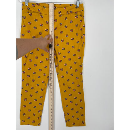 Old Navy Womans Yellow Floral Pixie Ankle Stretch Pant Size 8