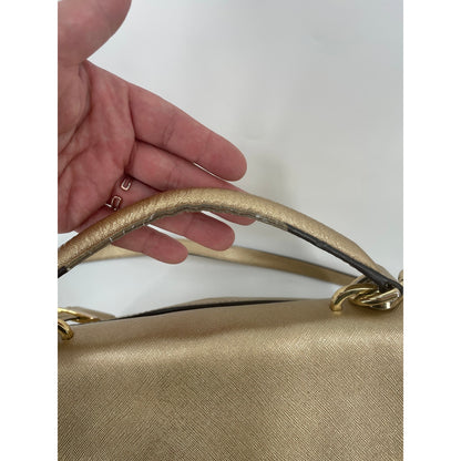 Michael Kors Metalic Gold Small Ava Satchel Crossbody Saffiano Leather Handbag