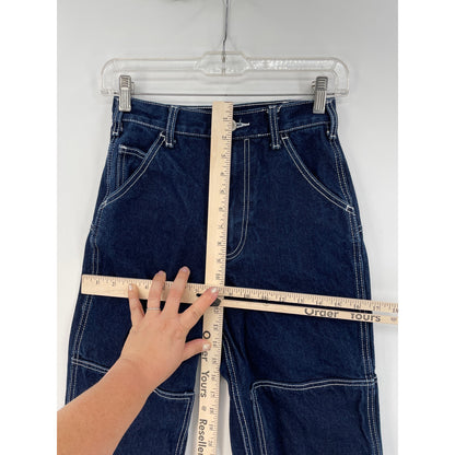J.Galt Dark Denim Woman Carpenter Painters Jeans White Stitching Small