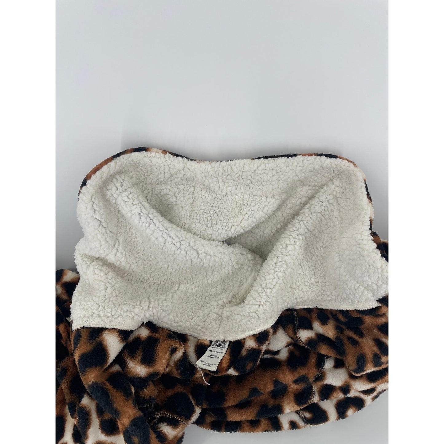 Leopard Animal Print PINK Victoria Secret Short Sherpa Hooded Robe XS