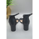 Black Size 7 Bonnie Bell Open Heels With Short Heel And Adjustable Belt Strap