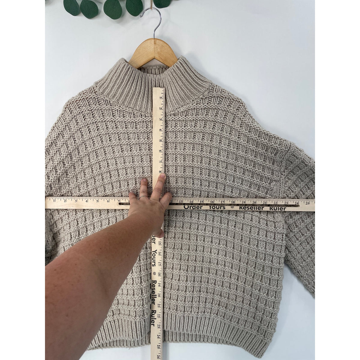 Waffle-Knit Mock Turtleneck Oversized Chunky Pullover Womans Sweater XL