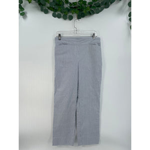 Hilary Radley Womans White Blue Stripe Ankle Pull On Pants Med