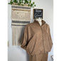Vintage Caramel Studded Set Satin Lined Bomber Jacket Stretch Pant Suit M