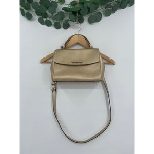 Michael Kors Metalic Gold Small Ava Satchel Crossbody Saffiano Leather Handbag