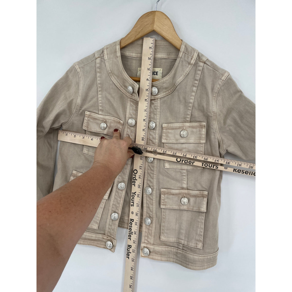L'Angence Yari Collarless Open Front Four Flap Pockets Jacket Small