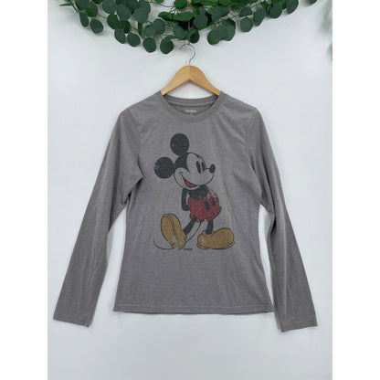 Disneyland Mickey Mouse Vintage Retro Y2K Style Grey Long Sleeve