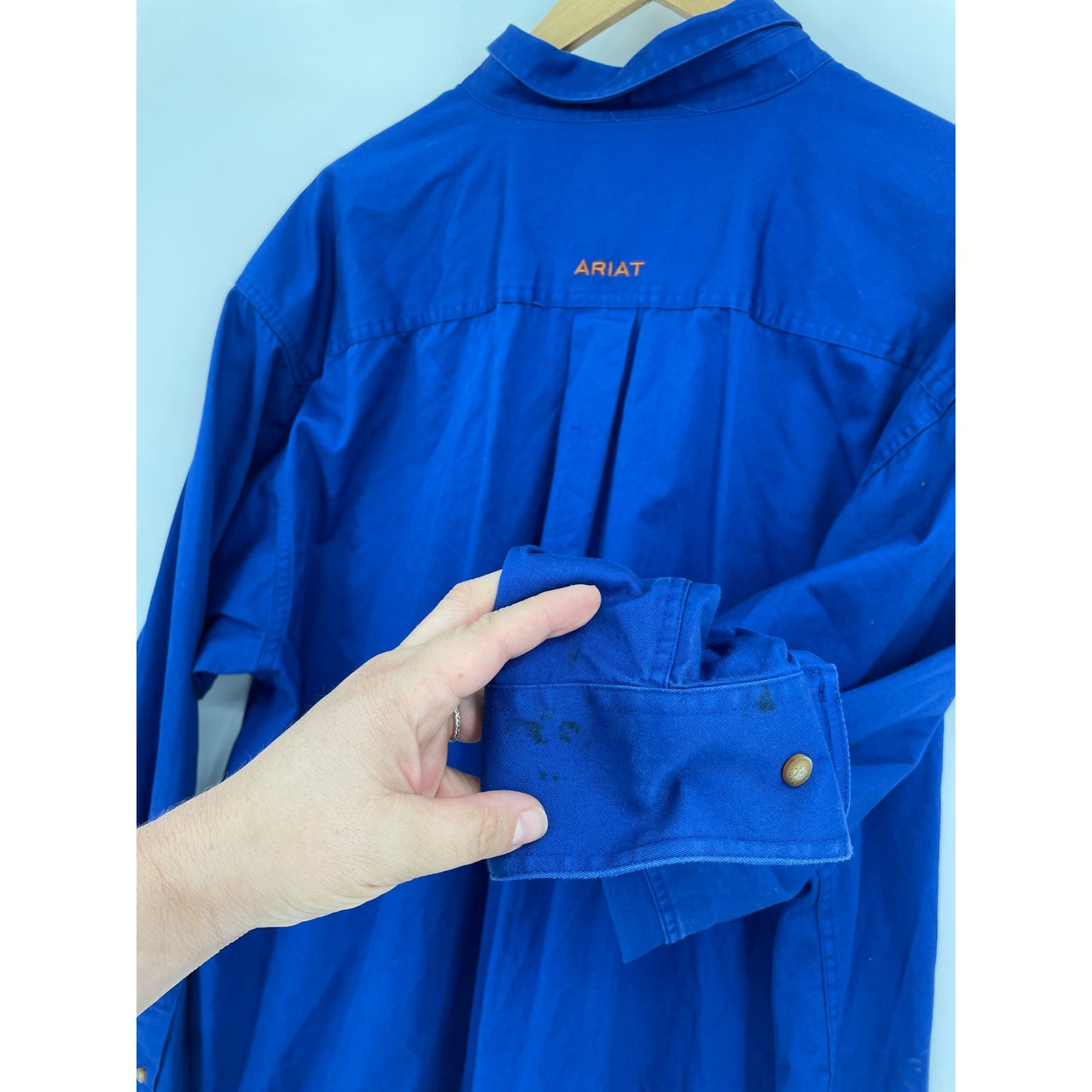 Ariat Western Royal Blue Button Down Long Sleeve Mens %100 Cotton XXL Shirt