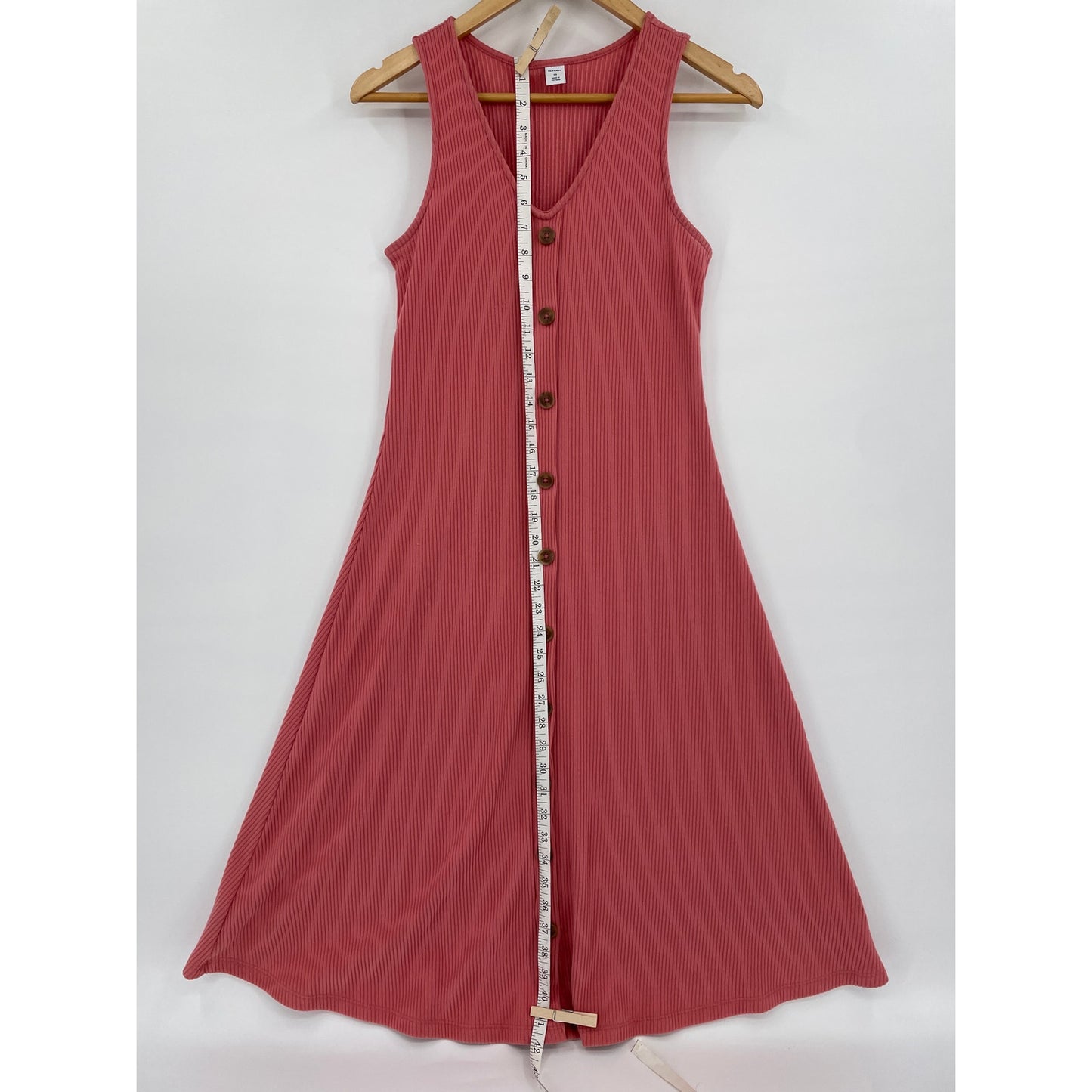 Old Navy Womans Coral Pink Ribbed Knit Sleeveless Button Front Mini Dress XS
