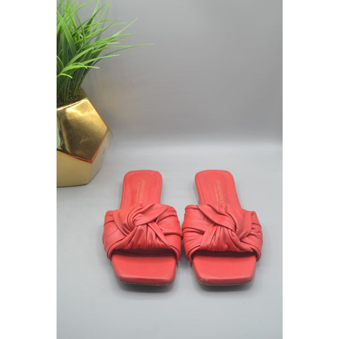 Beautiisoles Coral Single Knotted Strap Flat Summer Sandals Size 8