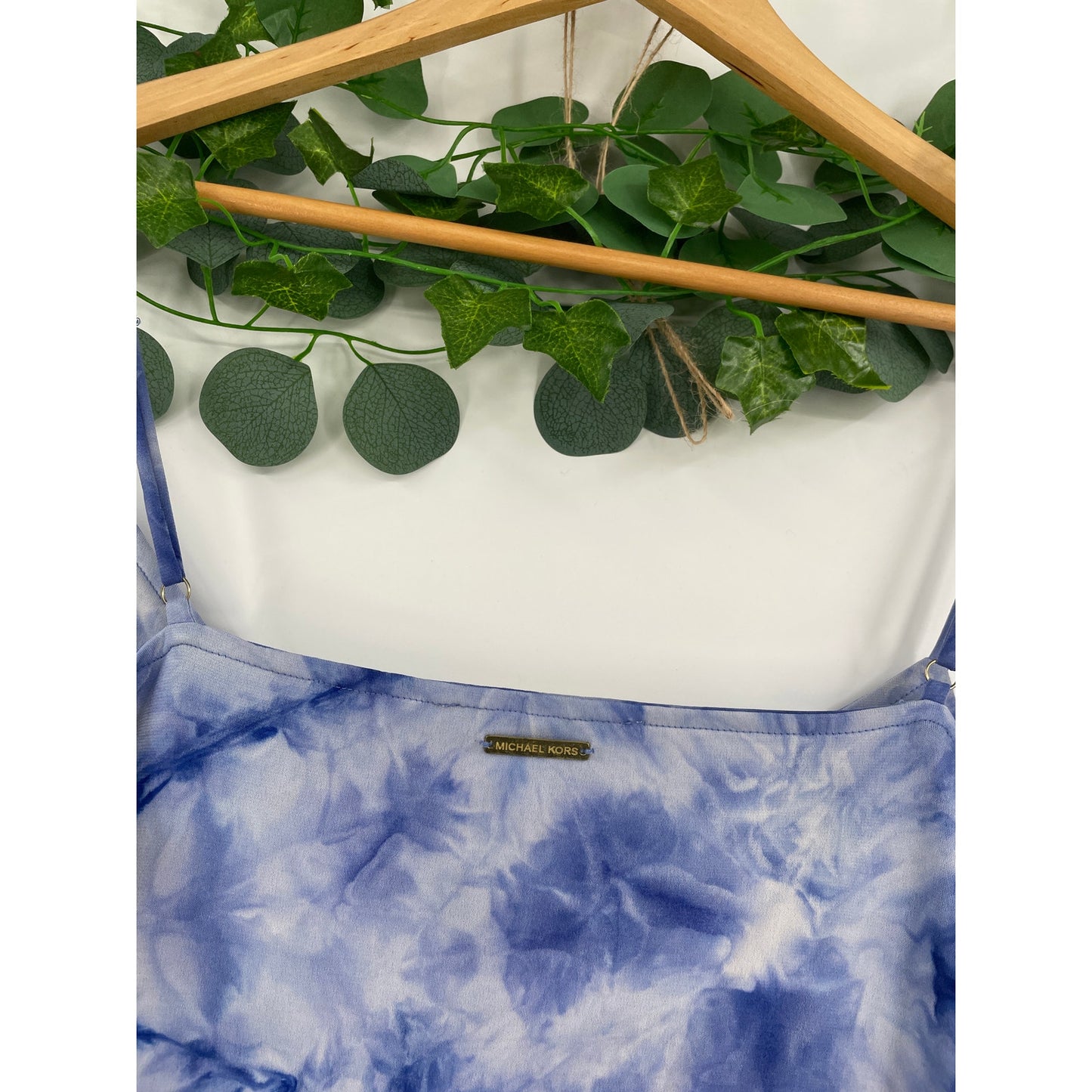 Micheal Kors Blue White Tie Dye Maxi V-Neck Dress
