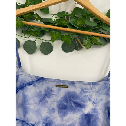 Micheal Kors Blue White Tie Dye Maxi V-Neck Dress