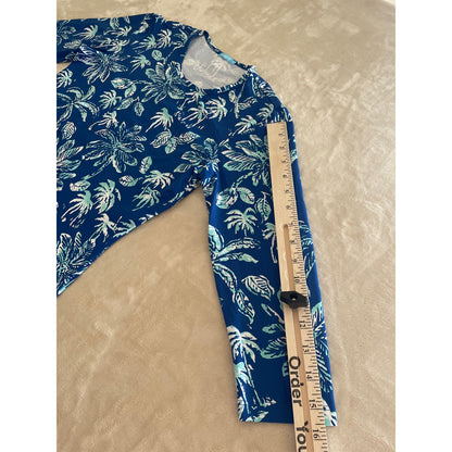 J. MCLAUGHLIN  XSMALL SIGNATURE BLOUSE 3/4 SLEEVE BLUE BOTANNICA